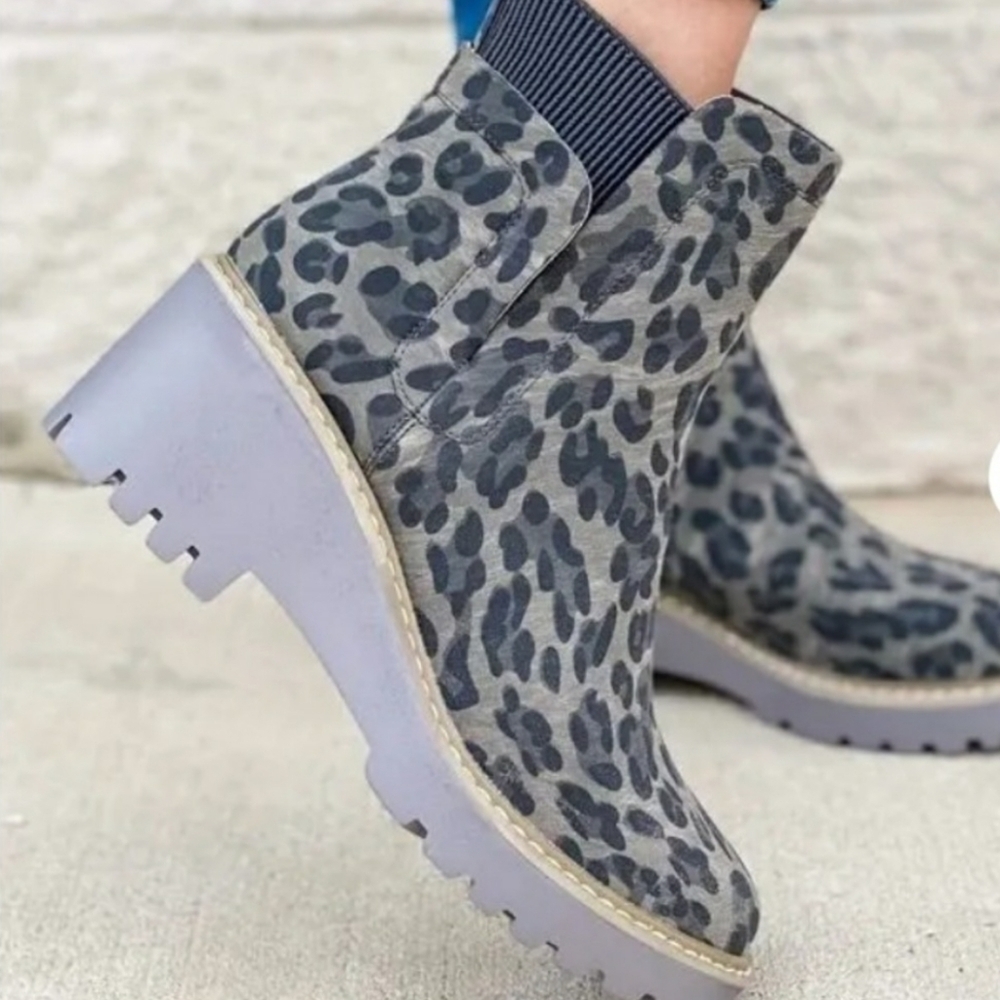 Corky's Grey Leopard Basic Boot NEW Womens